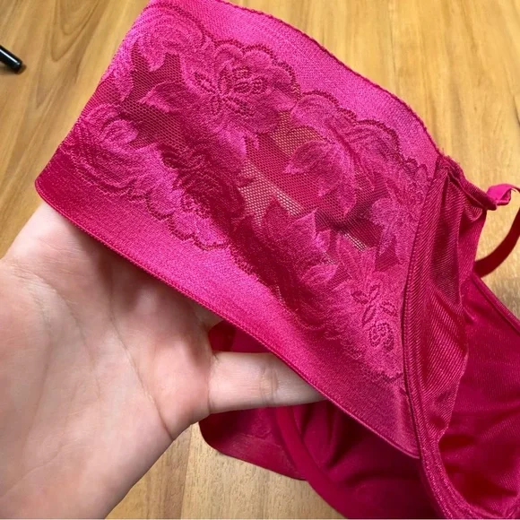 38D Gilligan O’Malley Pink Lace Underwire Bra Floral Mesh Lace Womens - Picture 3 of 9